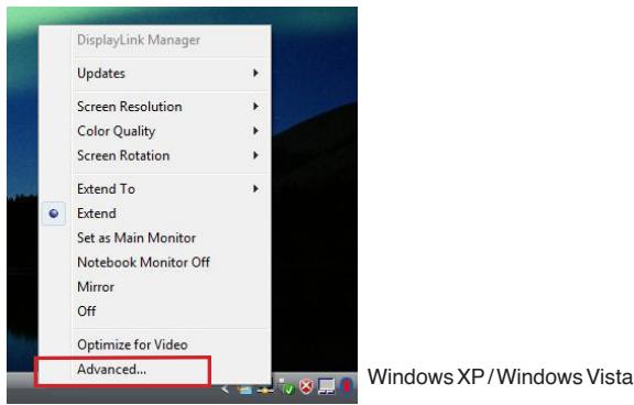 TARGUS ACA11EU - Kontrolle des Displays über die Video-Menüoptionen des Adapters - 1