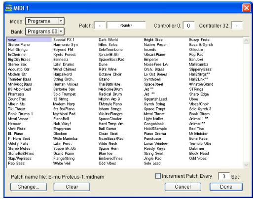 DIGIDESIGN 003 - Boite de dialogue Patch Select - 1