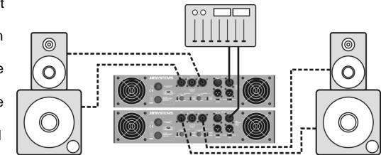 BEGLEC D2 - Option 2 - un ampli pour les enceintes satellites surélevées et un ampli pour les subwoofers - 1