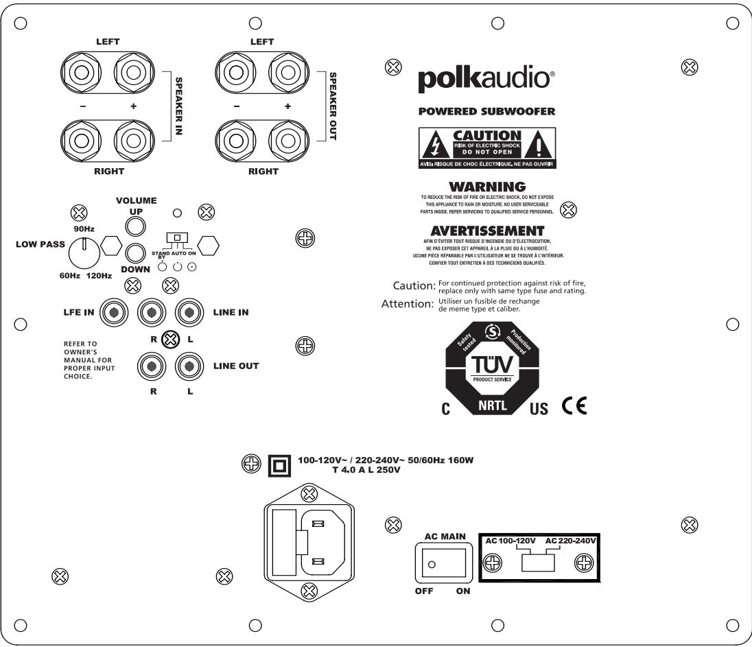 POLK AUDIO DSW PRO 500 - Chave Standby/Auto/On (Prontidão/Automática/Ligado) - 2