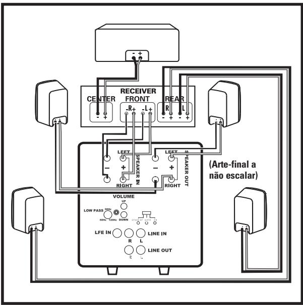 POLK AUDIO DSW PRO 500 - Nota: Não use a entrada de红线 ou LFE esta configuração. - 1