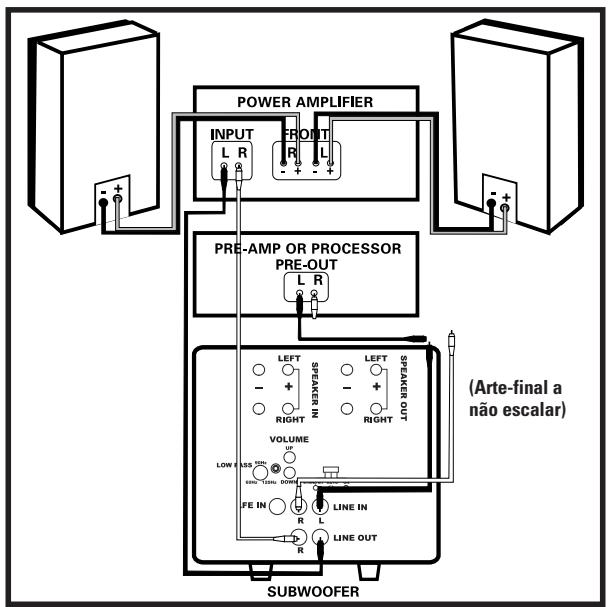 POLK AUDIO DSW PRO 500 - Ligação dos Cabos das Caixas Acústicas aos Terminais de Conexão - 4