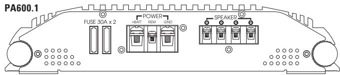 POLK AUDIO PA600.1 - FIGURA 3—CONEXIONES DE AMPLIFICADOR: PANEL TRASERO (PA400.1/PA600.1/PA1200.1) - 2