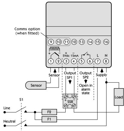CARLO GAVAZZI T2000 - TYPICAL CONNECTION DIAGRAM - 1