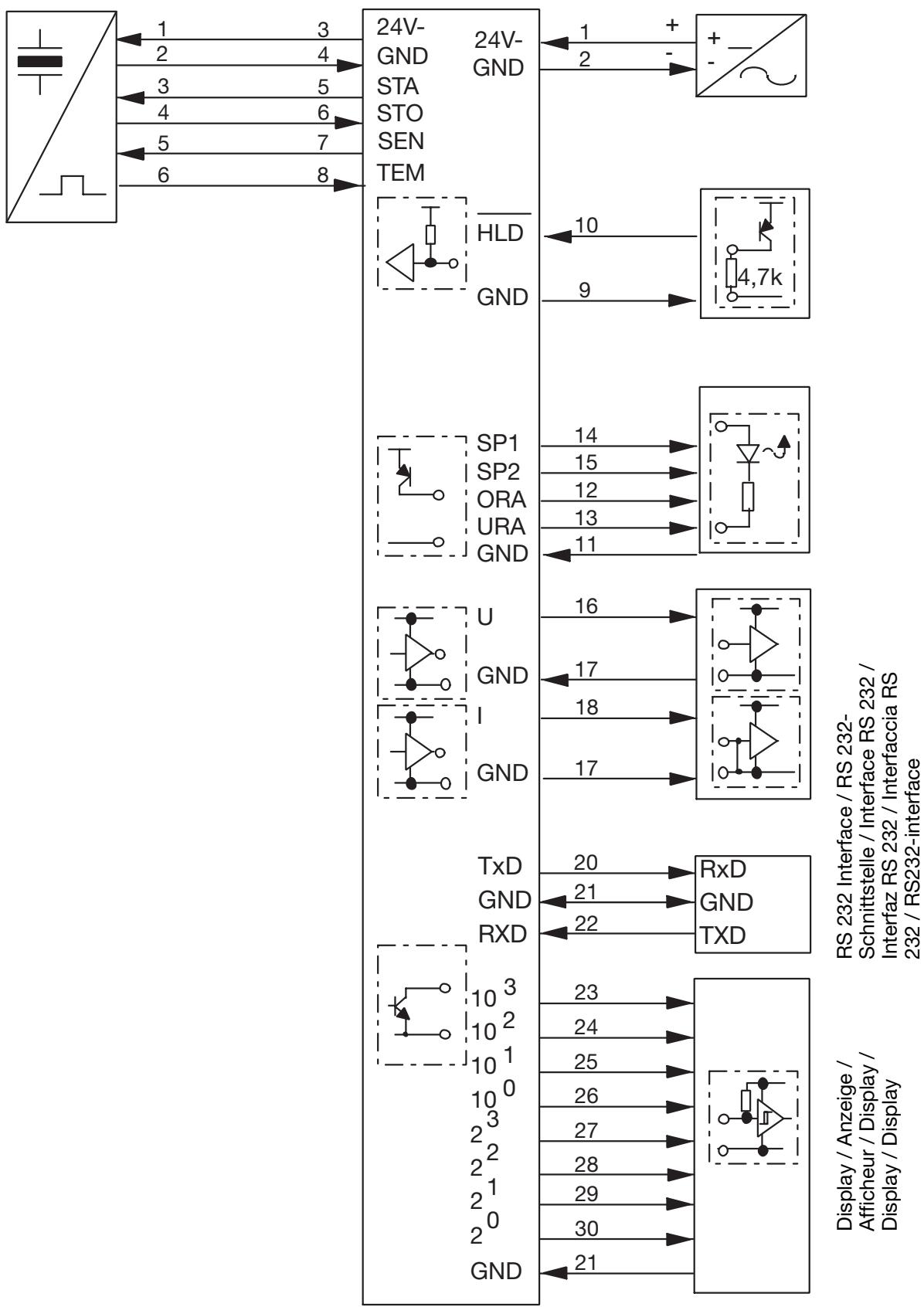 CARLO GAVAZZI UC EU 80-1 - Wiring Diagram / Schaltbild / Schéma de Câblage / Diagrama de Conexiones / Collegamenti Elettrici / Forbindelsesdiagram - 1