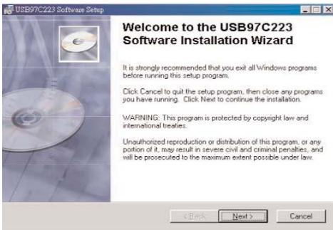 DICOTA CARDGUARD 2.0 - Step 1: Browse and double-click the USB97C223 Software Installer.exe file in the driver CD. - 3