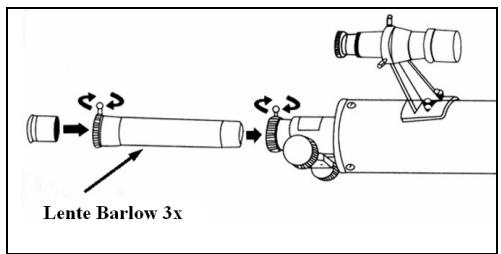 CELESTRON POWERSEEKER 50AZ - Instalación y uso de la lente Barlow - 1