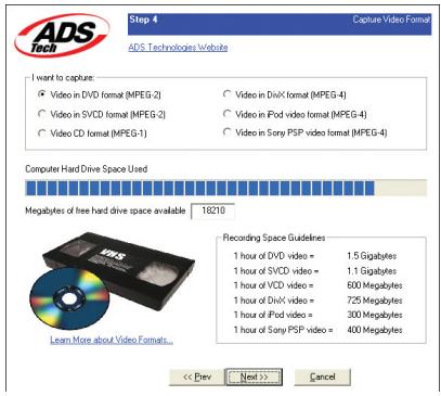 ADS TECH DVD XPRESS DX2 USBAV-714 - Videoformat auswahlen - 1