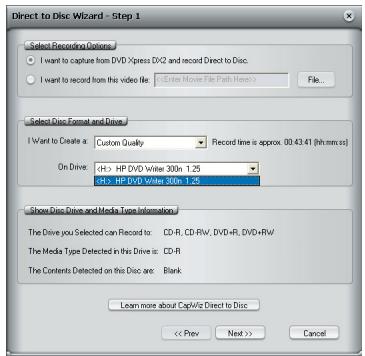 ADS TECH DVD XPRESS DX2 USBAV-714 - Sélection du graveur de disque - 1