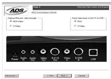 ADS TECH INSTANT DVD 2.0 - Pago segundo:Selección de entradas y salidas de video - 1