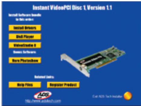 ADS TECH INSTANT VIDEO PCI PTV-390 - Étape 2. installation des pilotes : - 1
