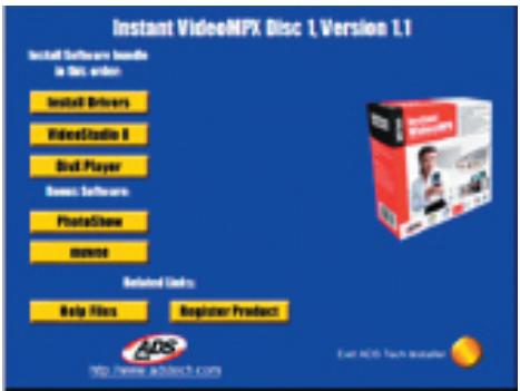 ADS TECH INSTANT VIDEO PCI PTV-390 - Installation de l'application logicielle - 1