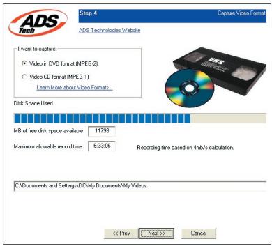 ADS TECH INSTANTDVD+MP3 - Videoformat auswahlen - 1