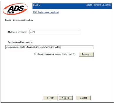 ADS TECH INSTANTDVD+MP3 - Créer un nom de fichier et sélectionner un répertoire de fichier - 1