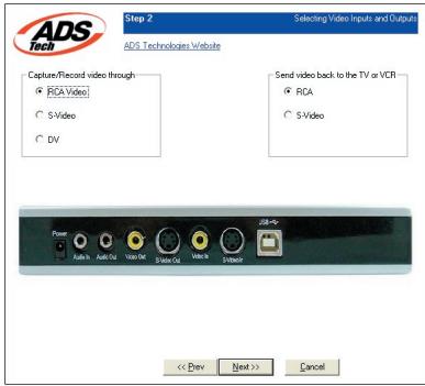 ADS TECH INSTANTDVD+MP3 - Videeingänge & -ausgänge auswahlen - 1
