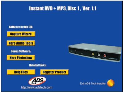 ADS TECH INSTANTDVD+MP3 - USB- und Netzanschluss vornehmen - 1