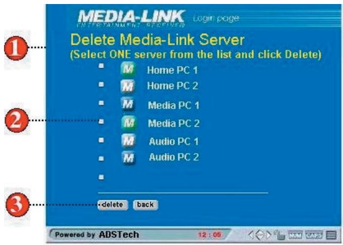ADS TECH MEDIA-LINK MLX-581 - How to delete a Media-Link server PC - 1