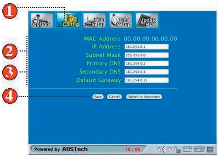 ADS TECH MEDIA-LINK MLX-581 - IP configuration page setup - 1