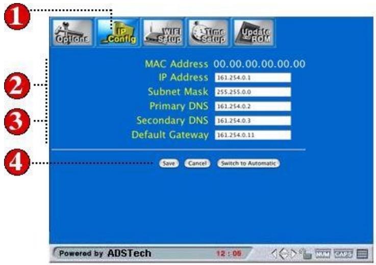 ADS TECH MEDIA-LINK MXL-580 - Page de configuration IP - 1