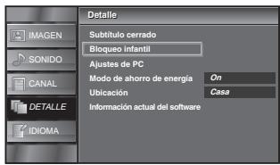 SYLVANIA LC321SSX - Utilice [Cursor / ] para selectionar "Bloqueo infantil", yuego presione [ENTER]. - 2
