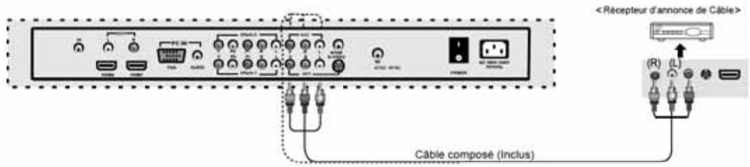 JENSEN VOYAGER JE4208 - Connexion des bornes supérieures du téléviseur cable/satellite. - 1