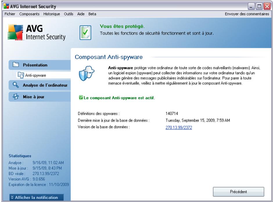 AVG ANTI-VIRUS PLUS PARE-FEU 9 - Interface de l'anti-spyware - 1