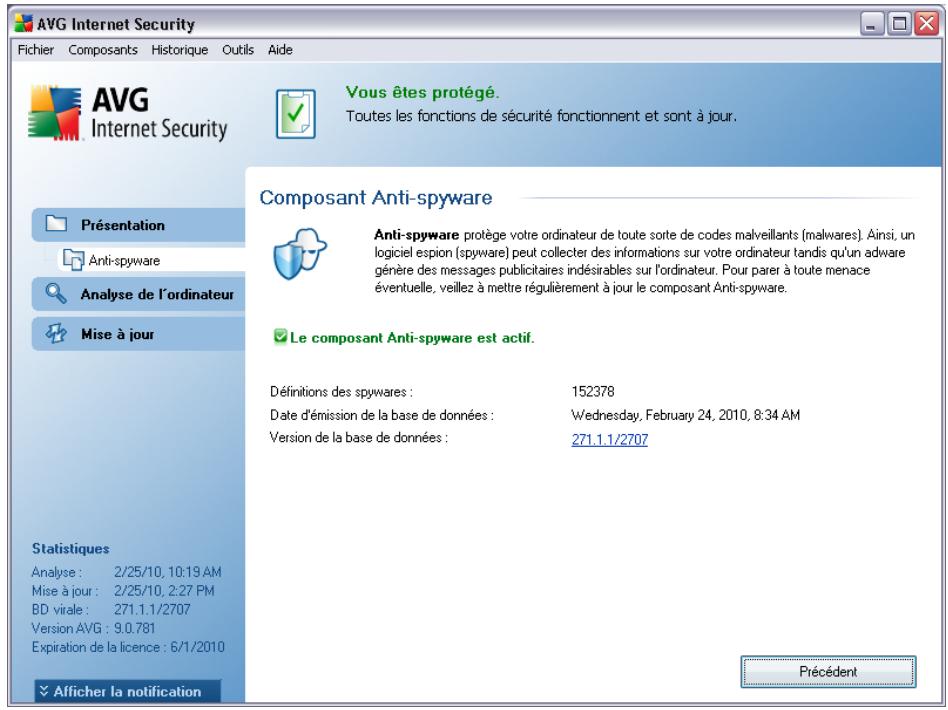 AVG ANTI-VIRUS PLUS PARE-FEU 9.0 - Interface de l'anti-spyware - 1