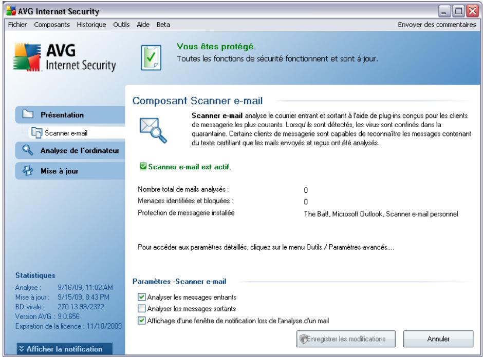 AVG INTERNET SECURITY - Interface du scanner e-mail - 1