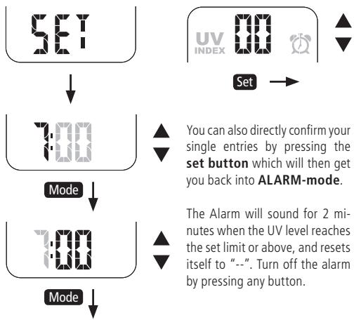 MINOX SUNTIMER - Setting up alarm and UV-alarm - 1