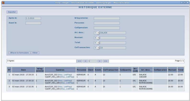 CAMTRACE CAISSES - Possibilité de recherche des séquences enregistrées - 1