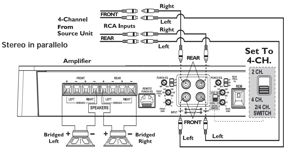 AUDIO DESIGN P400-A - Cablaggio a 2 canali - 6