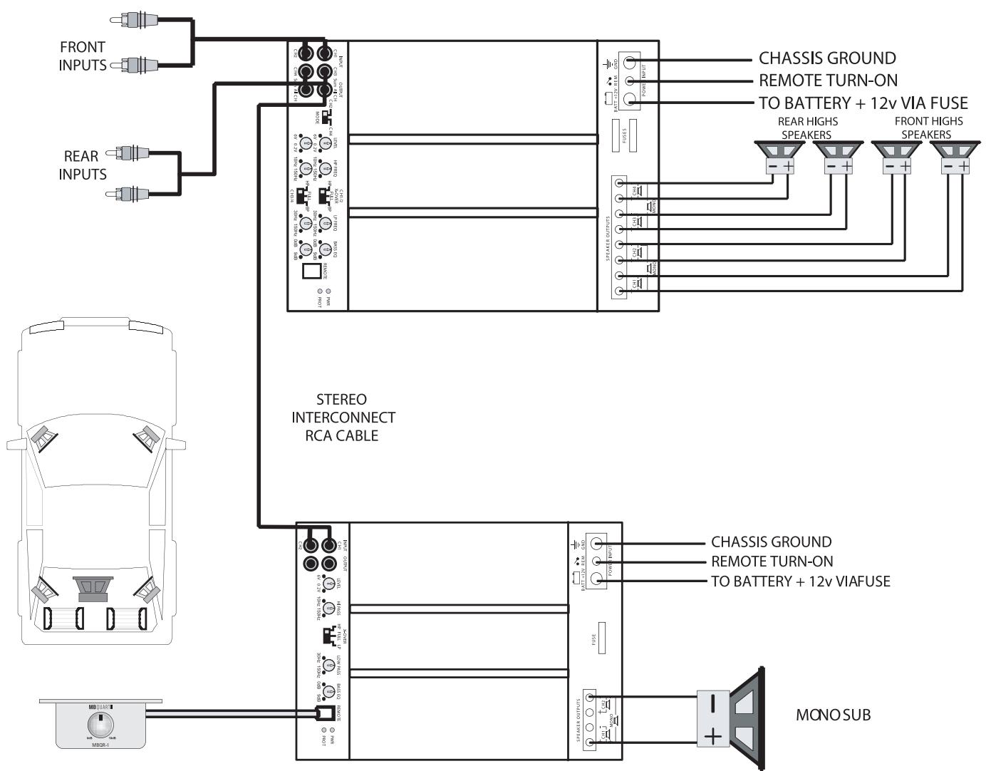 MB QUART PAB 1200.1 - Minimum final loudspeaker impedances: - 1
