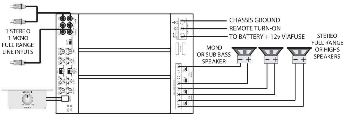 MB QUART PAB 2100 - Minimum final loudspeaker impedances: - 1