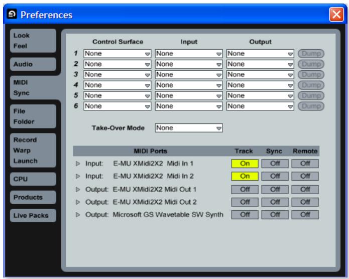 E-MU 1212 PCIE - Sélectionnez l'interface MIDI - 1