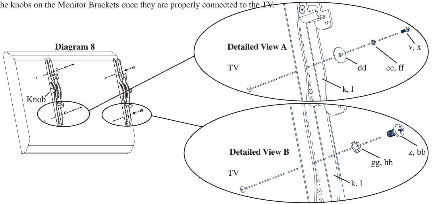 SANUS FLAT PANEL FOUNDATIONS TV STAND-PFFP - Step 8: Attaching the Monitor Brackets to a TV with a flat back - 1