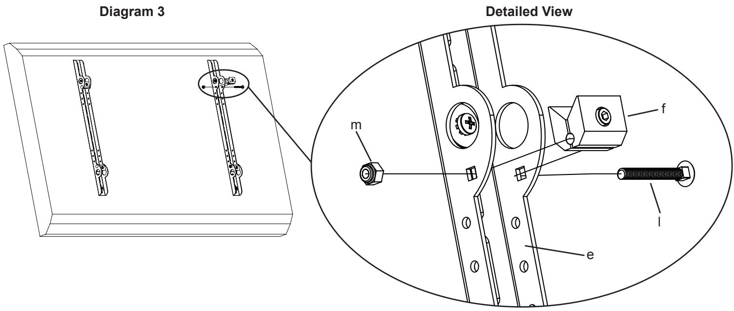 SANUS VISIONMOUNT FLAT PANEL WALL MOUNT-VMDD26 - Note: Do not overtighten the 1/4-20 Nut. The Vise Assembly should be able to rotate freely around the Carriage Bolt. - 1