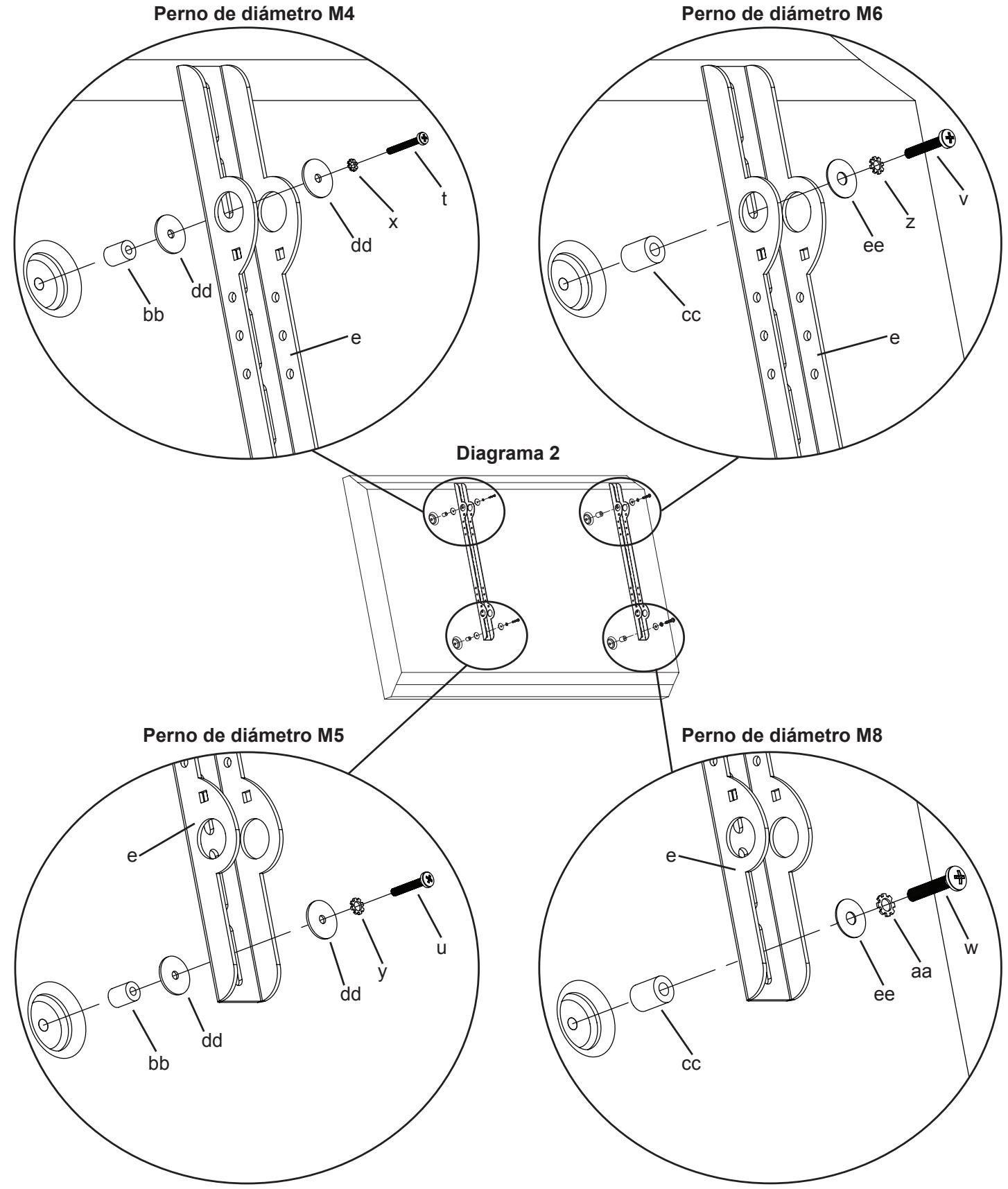 SANUS VISIONMOUNT FLAT PANEL WALL MOUNT-VMDD26 - Paso 1: Instalación de los soportes del monitor para un telector con la parte trasera plana - 2