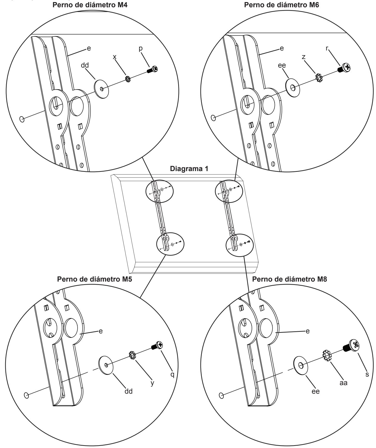 SANUS VISIONMOUNT FLAT PANEL WALL MOUNT-VMDD26 - Paso 1: Instalación de los soportes del monitor para un telector con la parte trasera plana - 1