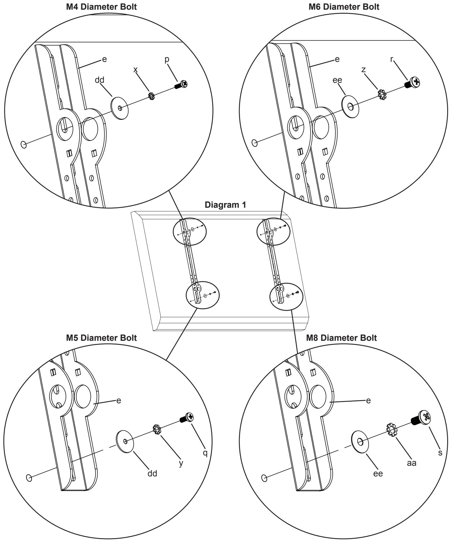 SANUS VISIONMOUNT FLAT PANEL WALL MOUNT-VMDD26 - Step 1: Mounting Monitor Brackets to a television with a Flat Back - 1