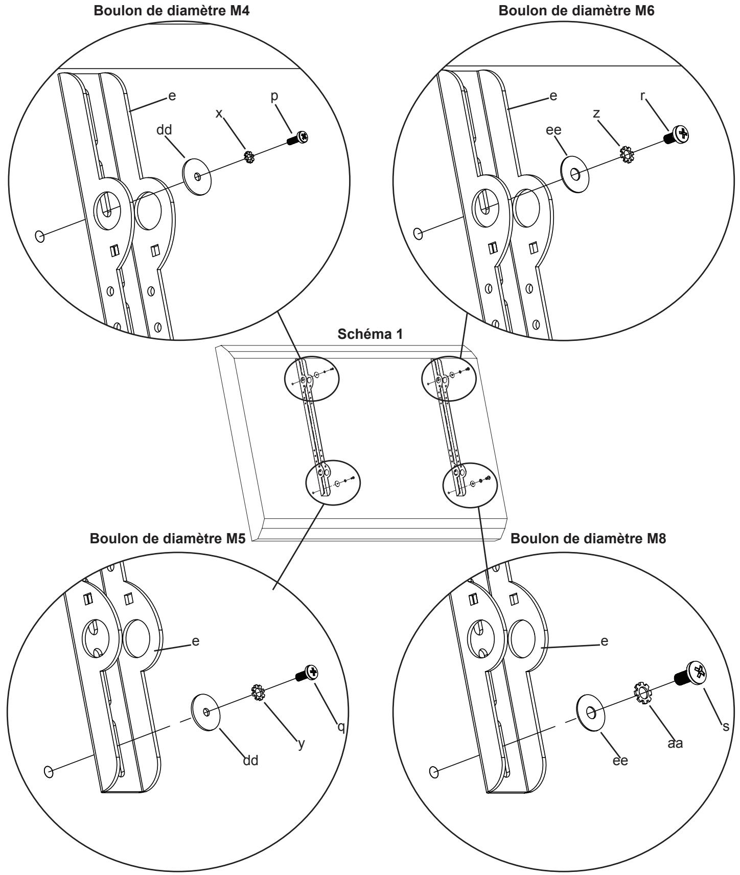 SANUS VISIONMOUNT FLAT PANEL WALL MOUNT-VMDD26 - Étape 1 : montage des supports du moniteur sur un téléviseur à panneau arrêté plat - 1