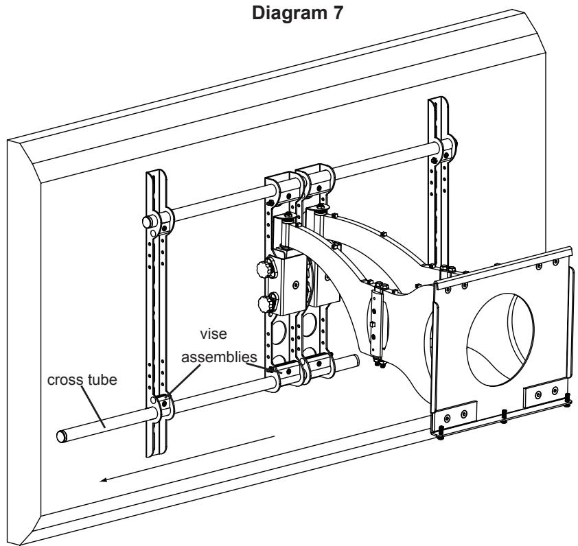 SANUS VMCC1 - Step 7: Remove mount from Wall Plate and remove lower Cross Tube from the mount assembly. - 1