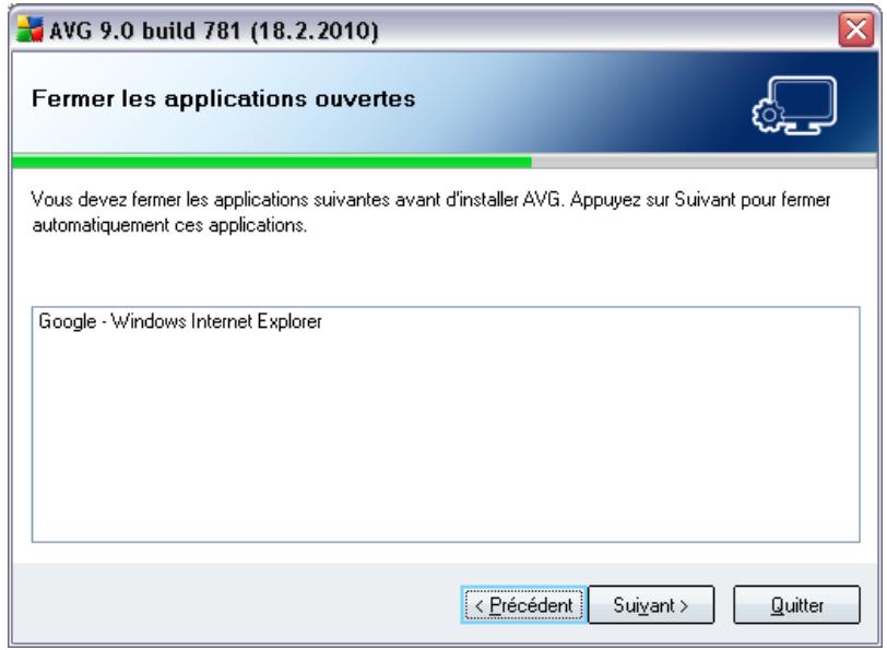 GRISOFT ANTI-VIRUS PLUS PARE-FEU 9.0 - Fermer les applications ouvertes - 1