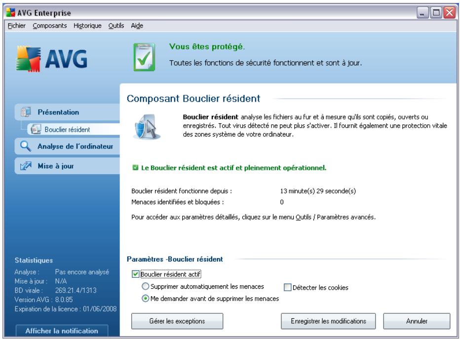 GRISOFT AVG 8.5 ANTI-VIRUS PLUS PARE-FEU - Interface du bouclier résident - 1