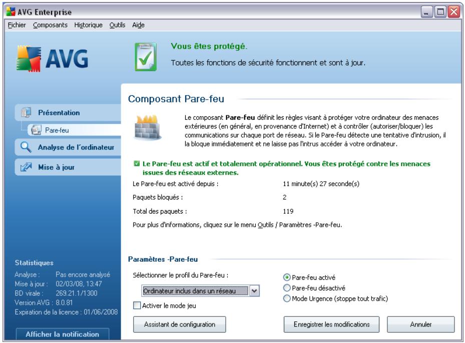 GRISOFT AVG 8.5 INTERNET SECURITY - Interface du pare-feu - 1