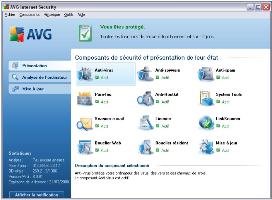 GRISOFT AVG 8.5 INTERNET SECURITY - Interface de l'anti-virus - 1