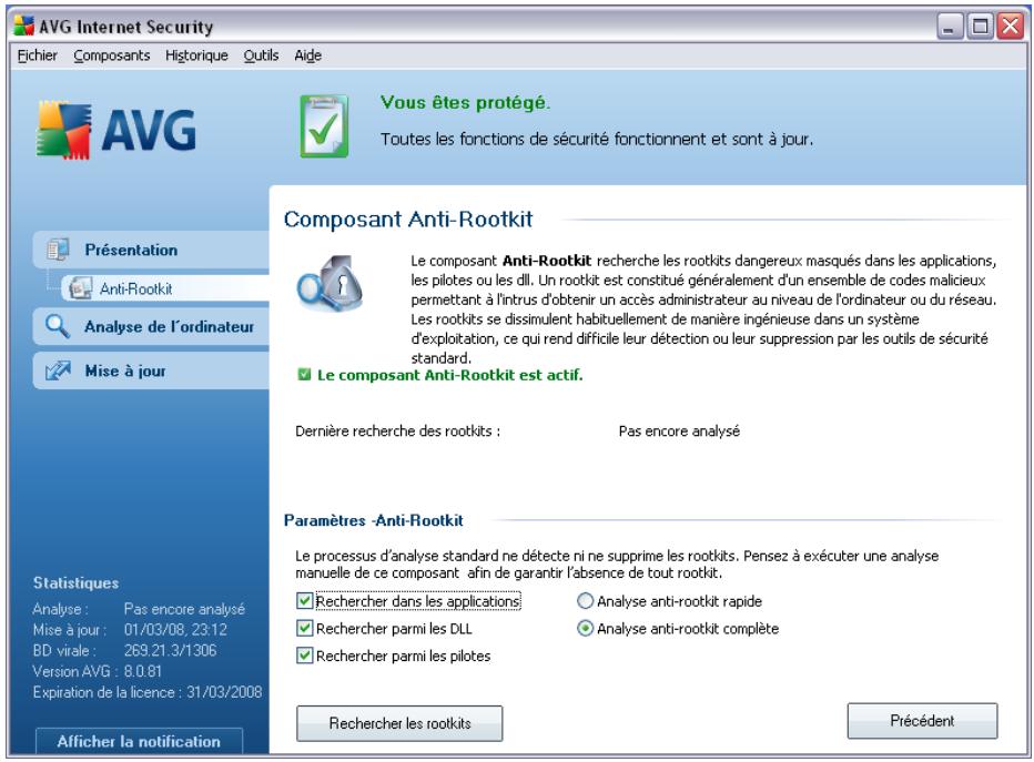 GRISOFT AVG 8.5 INTERNET SECURITY EDITION - Interface de l'anti-rootkit - 1