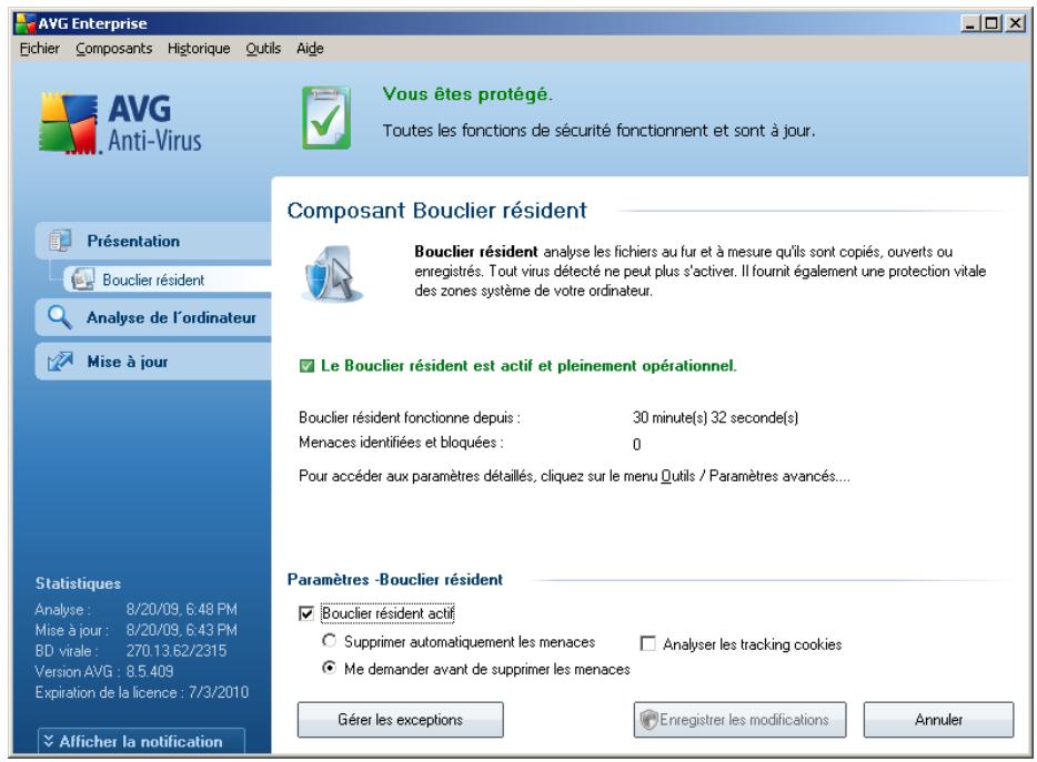 GRISOFT AVG 9 FILE SERVER - Interface du bouclier résident - 1