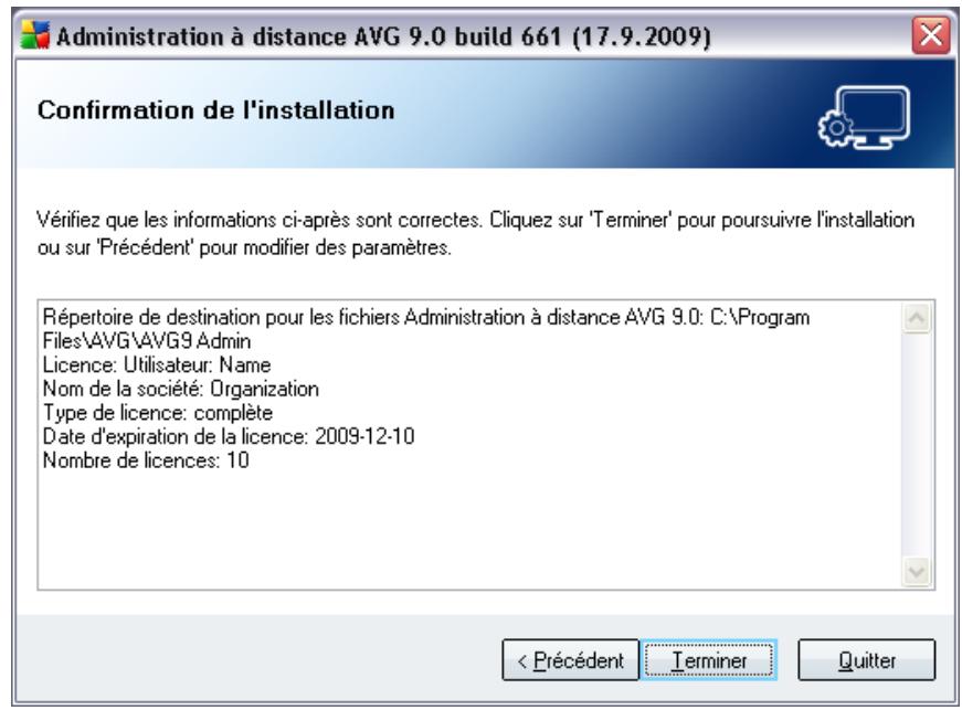 GRISOFT AVG 9.0 ANTI-VIRUS EDITION ENTREPRISE - Résumé de l'installation - 1