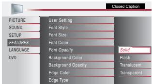 MAGNAVOX 19MD359B - Font Opacity - 1