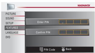 MAGNAVOX 19MD359B - Press [the Number buttons] to enter the new 4-digit PIN Code. - 4